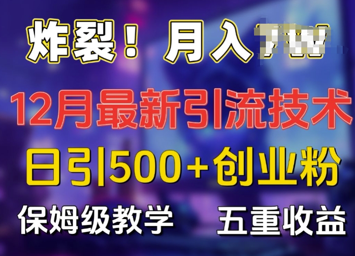 炸裂!揭秘12月最新日引流500+精准创业粉，多重收益保姆级教学-宏创资源库