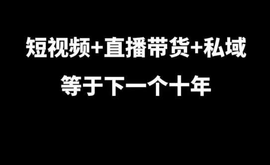 短视频+直播带货+私域等于下一个十年，大佬7年实战经验总结-宏创资源库
