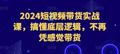 2024短视频带货实战课，搞懂底层逻辑，不再凭感觉带货-宏创资源库