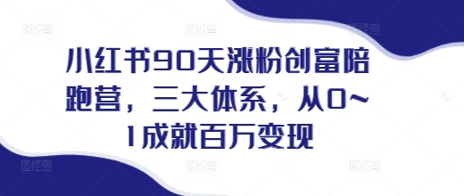 小红书90天涨粉创富陪跑营，​三大体系，从0~1成就百万变现，做小红书的最后一站-宏创资源库