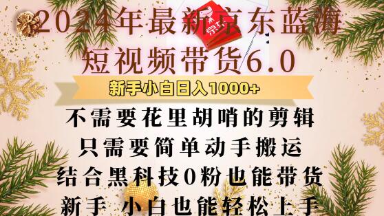 最新京东蓝海短视频带货6.0.不需要花里胡哨的剪辑只需要简单动手搬运结合黑科技0粉也能带货【揭秘】-宏创资源库