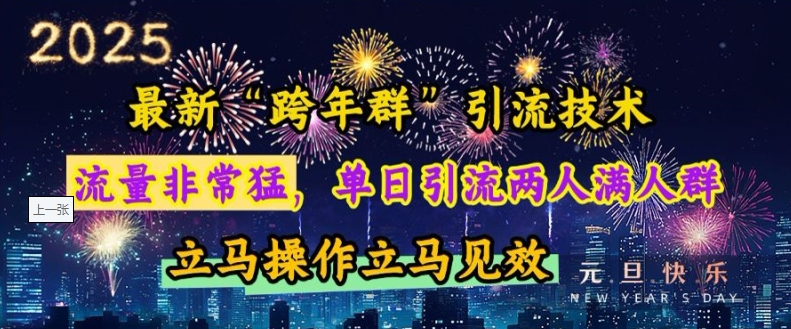 最新“跨年群”引流，流量非常猛，单日引流两人满人群，立马操作立马见效【揭秘】-宏创资源库