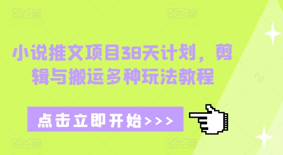 小说推文项目38天计划，剪辑与搬运多种玩法教程-宏创资源库