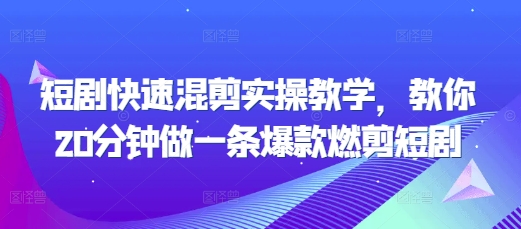 短剧快速混剪实操教学，教你20分钟做一条爆款燃剪短剧-宏创资源库