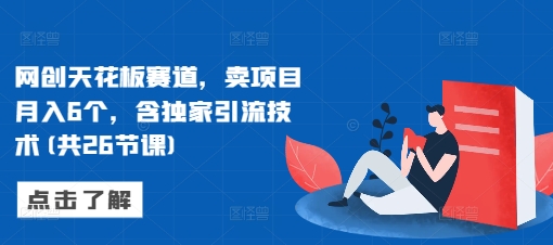网创天花板赛道，卖项目月入6个，含独家引流技术(共26节课)-宏创资源库