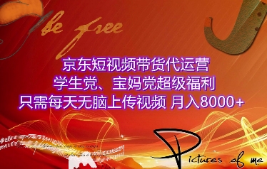 京东短视频带货代运营，学生党、宝妈党超级福利，只需每天无脑上传视频，月入8000+【仅揭秘】-宏创资源库