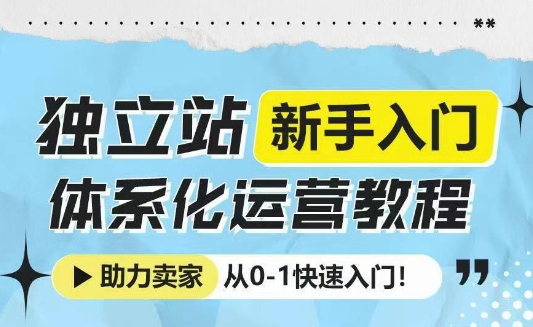 独立站新手入门体系化运营教程，助力独立站卖家从0-1快速入门!-宏创资源库