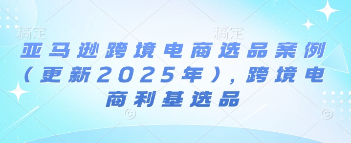 亚马逊跨境电商选品案例(更新2025年)，跨境电商利基选品-宏创资源库
