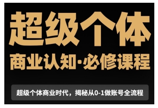 超级个体商业认知觉醒视频课，商业认知·必修课程揭秘从0-1账号全流程-宏创资源库