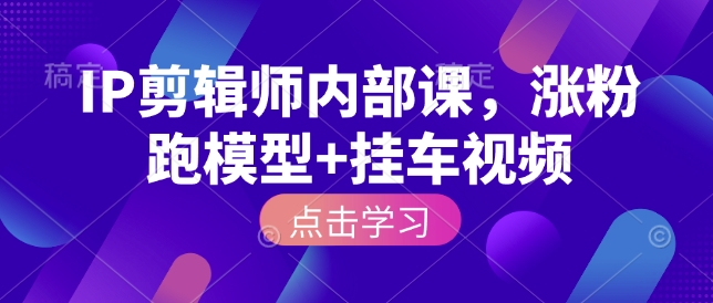 IP剪辑师内部课，涨粉跑模型+挂车视频-宏创资源库