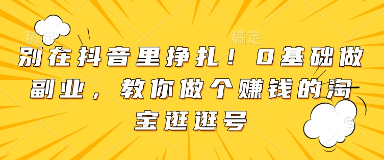 别在抖音里挣扎！0基础做副业，教你做个赚钱的淘宝逛逛号-宏创资源库
