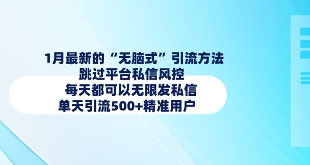 1月最新的无脑式引流方法，跳过平台私信风控，每天都可以无限发私信，单天引流500+精准用户-宏创资源库