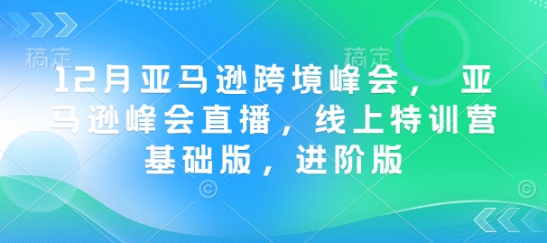 12月亚马逊跨境峰会， 亚马逊峰会直播，线上特训营基础版，进阶版-宏创资源库