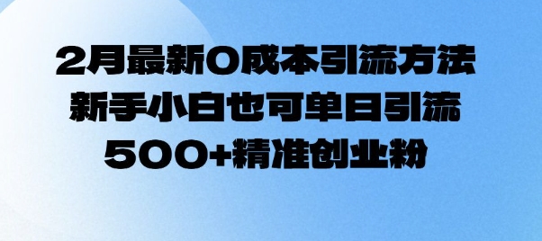 2月最新0成本引流方法，新手小白也可单日引流500+精准创业粉-宏创资源库