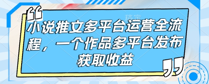 小说推文多平台运营全流程，一个作品多平台发布获取收益-宏创资源库