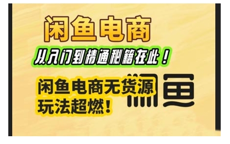 闲鱼电商实战课，从入门到精通秘籍在此，闲鱼电商无货源玩法超燃!-宏创资源库