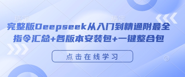 完整版Deepseek从入门到精通附最全指令汇总+各版本安装包+一键整合包-宏创资源库