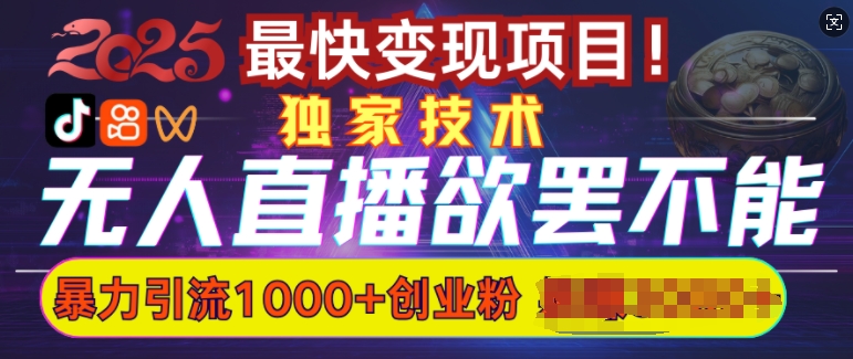 欲罢不能的无人直播引流，超暴力日引流1000+高质量精准创业粉-宏创资源库