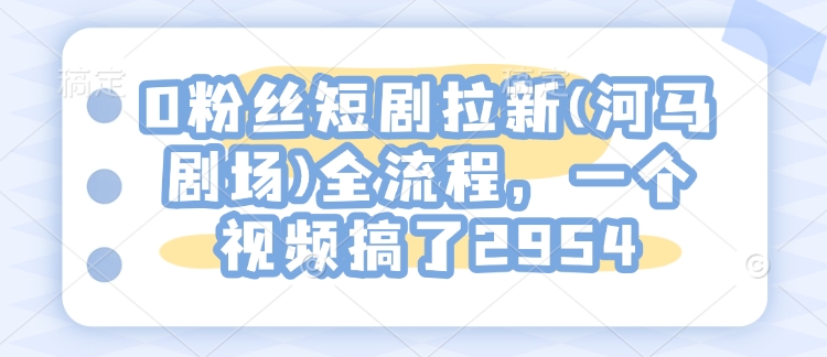 0粉丝短剧拉新(河马剧场)全流程，一个视频搞了2954-宏创资源库